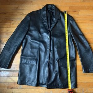 DNKY brand never worn black peacoat leather jacket men’s size L